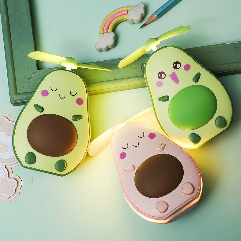 Portable Avocado Handheld Mini Air Cooler with Built-in Mirror and USB Charging